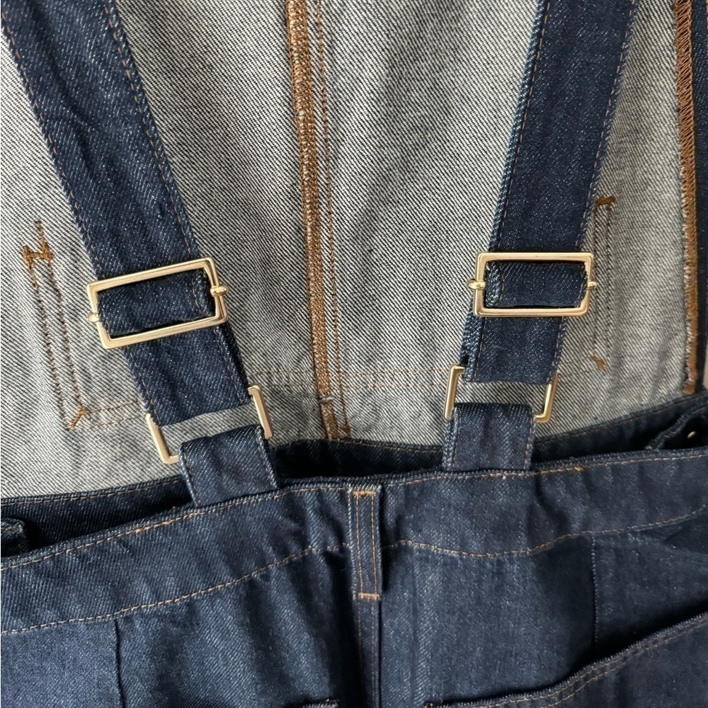 FRAME Le Italian Wide Leg Denim Overalls - Picture 6 of 13
